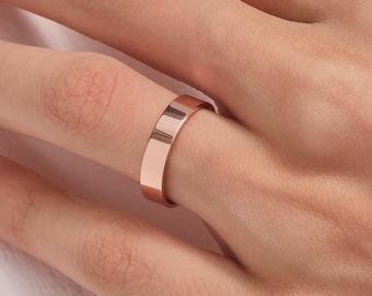 14K Gold Classic Flat Wedding Band, Comfort Fit Wedding Ring for Men and Women, Polished