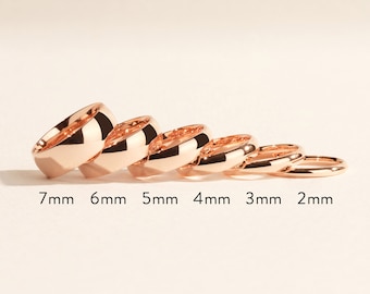 14k Solid Rose Gold Domed Wedding Band Rings for Men and Women / Classic Plain Wedding Rings in 14k Rose Gold / 10k, 14k and 18k Rings