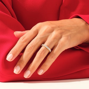 14k Solid Gold Full Eternity Band / Round Cut Moissanite Wedding Ring ...