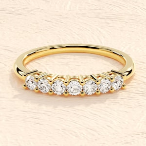 Round-Cut Seven Stone Anniversary Band (0.35 ct)/ Seven Stone Simulated Diamond Anniversary Ring/ Moissanite Anniversary Ring for Women
