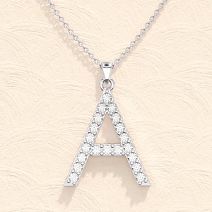 Moissanite Initial Halskette / Buchstabe Halskette / Initial Halskette / Geburtstagsgeschenk für Sie / Simulierter Diamant besetzter Buchstabe Bild 5
