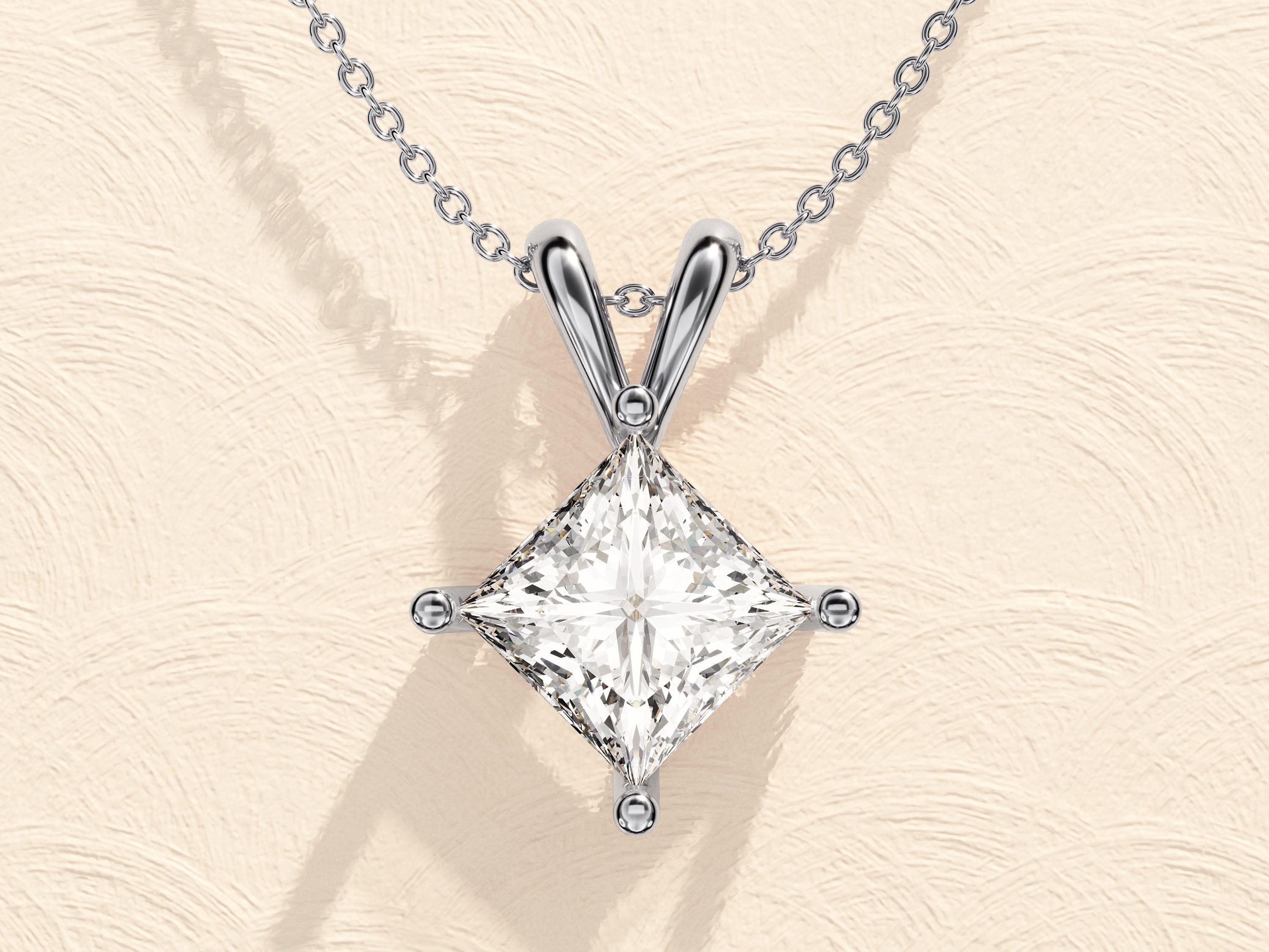 Princess Cut Moissanite Pendant Necklace / Simulated Diamond  Certified 1ct. t.w. Moissanite Diamond Princess Cut Necklace NEW main image 0