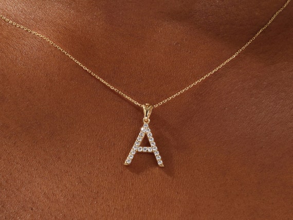 Moissanite Initial Necklace Letter Necklace Initial Letter