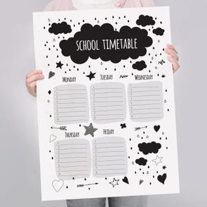 Horario escolar imprimible, horario semanal para niñas negras, agenda diaria para niños, collage para niños, tarjeta de calendario para niños, descarga instantánea