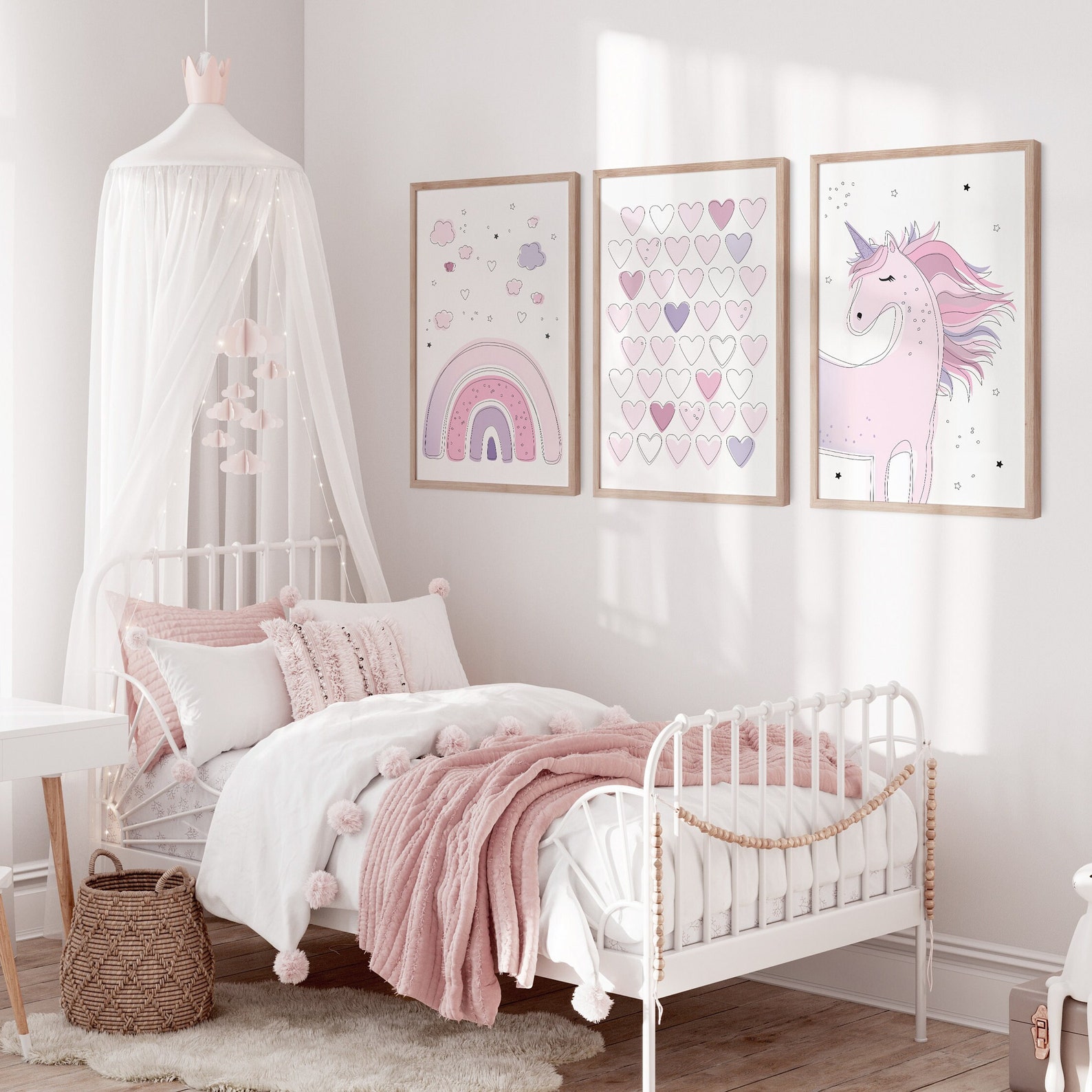 3 Unicorn Printable Posters for Pink Kids Room Decor, Rainbow Magic ...