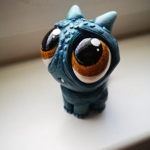 Little Blue monster, handpainted OOAK figurine statue