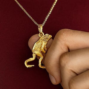 Solid Gold Frosch Anhänger: 10K 14K Echt Gold Kröten Charm