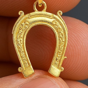 Solid 10K Or 14K Gold Horseshoe Pendant – Lucky Charm Necklace  – Yellow, White, or Rose Gold Horseshoe Jewelry – Good Luck Gift