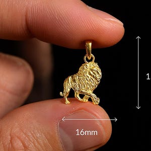 Solid 10K 14K Gold Lion Pendant  – Yellow, Rose, white gold – Bold Lion Necklace Charm – Gold Animal Jewelry – Powerful Leo Zodiac Gift