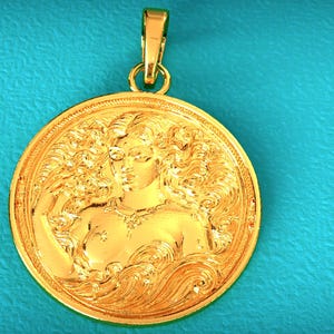 Aquarius Solid Gold Zodiac Pendant | Custom Engraved Astrology Necklace | 10K 14K Yellow White Rose Gold | Personalized Aquarius Gift