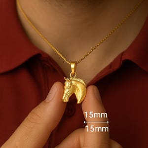 Solid Gold Horse Pendant 10K 14K | Real Gold Horse Head Charm | Equestrian Jewelry Gift | Western Rider Necklace | Animal Lover Gift