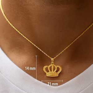 Solid Gold Crown Pendant | 10k 14k Gold Royal Crown Charm | King Queen Crown Necklace Gift | Luxury Gold Jewelry for Men & Women