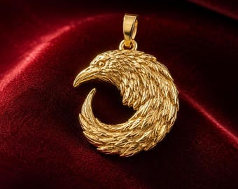Raven Pendant, Crow Jewelry, Bird Necklace Charm, Gothic Nature Gift(19mm x18mm)