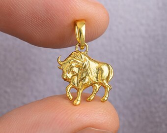 14k Gelbgold Stier Anhänger: Sternzeichen Astrologie Charm
