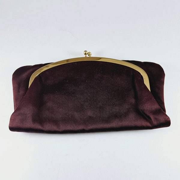 Vintage Handbag Clutch Fold Over Burgundy Bag by Mel-Ton