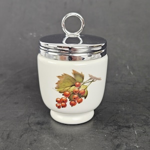 Vintage Porcelain Egg Coddler by Royal Worcester England with Fruit & Berry Pattern King Size