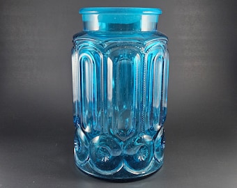 Vintage LE Smith Blue Moon & Stars Glass Canister Containers
