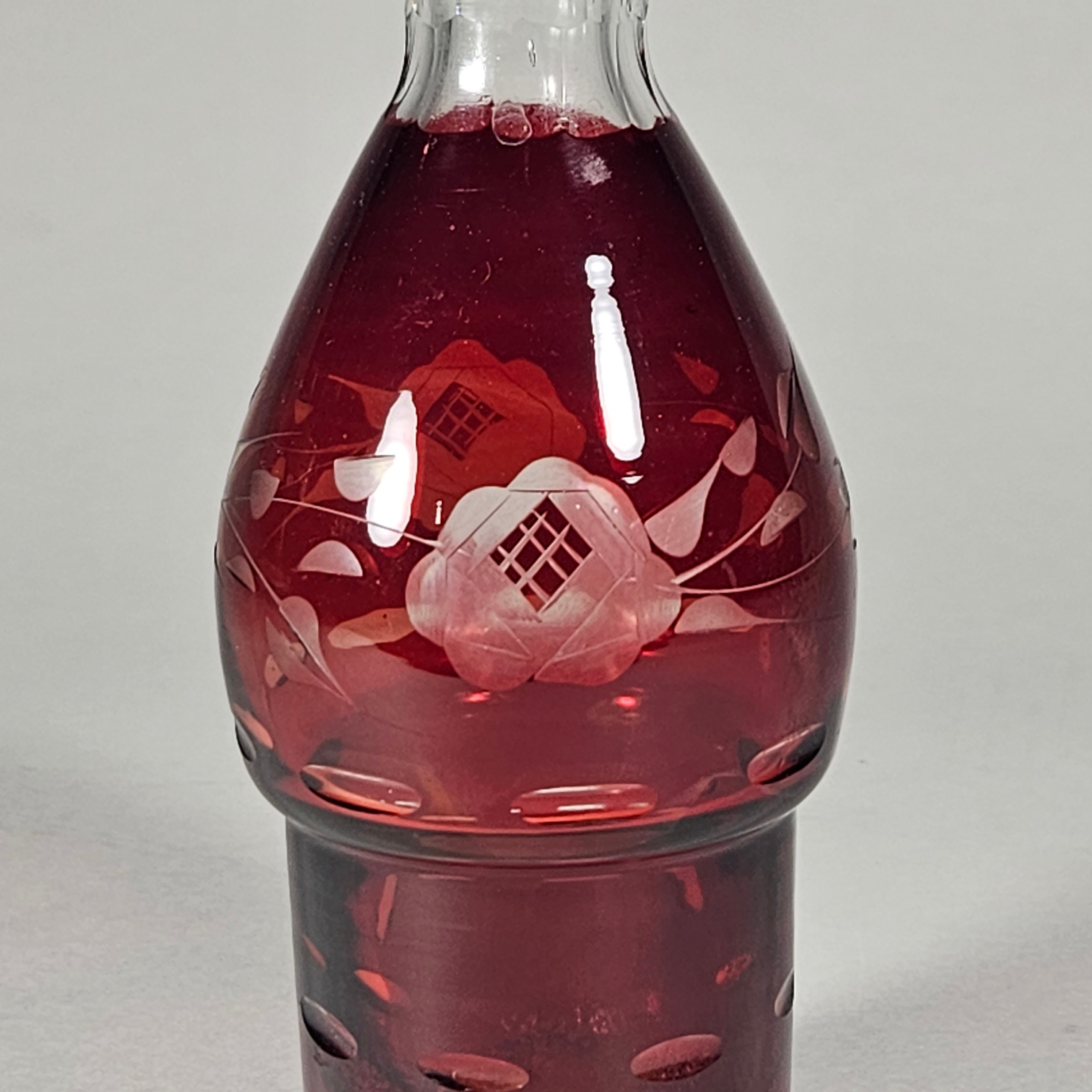 Antique Ruby Red Etched Glass Castor Set With Cruets Shakers Etsy