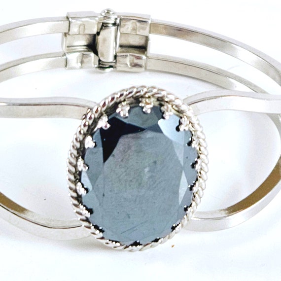 Beautiful Vintage Silver and Dark Sapphire Look G… - image 2