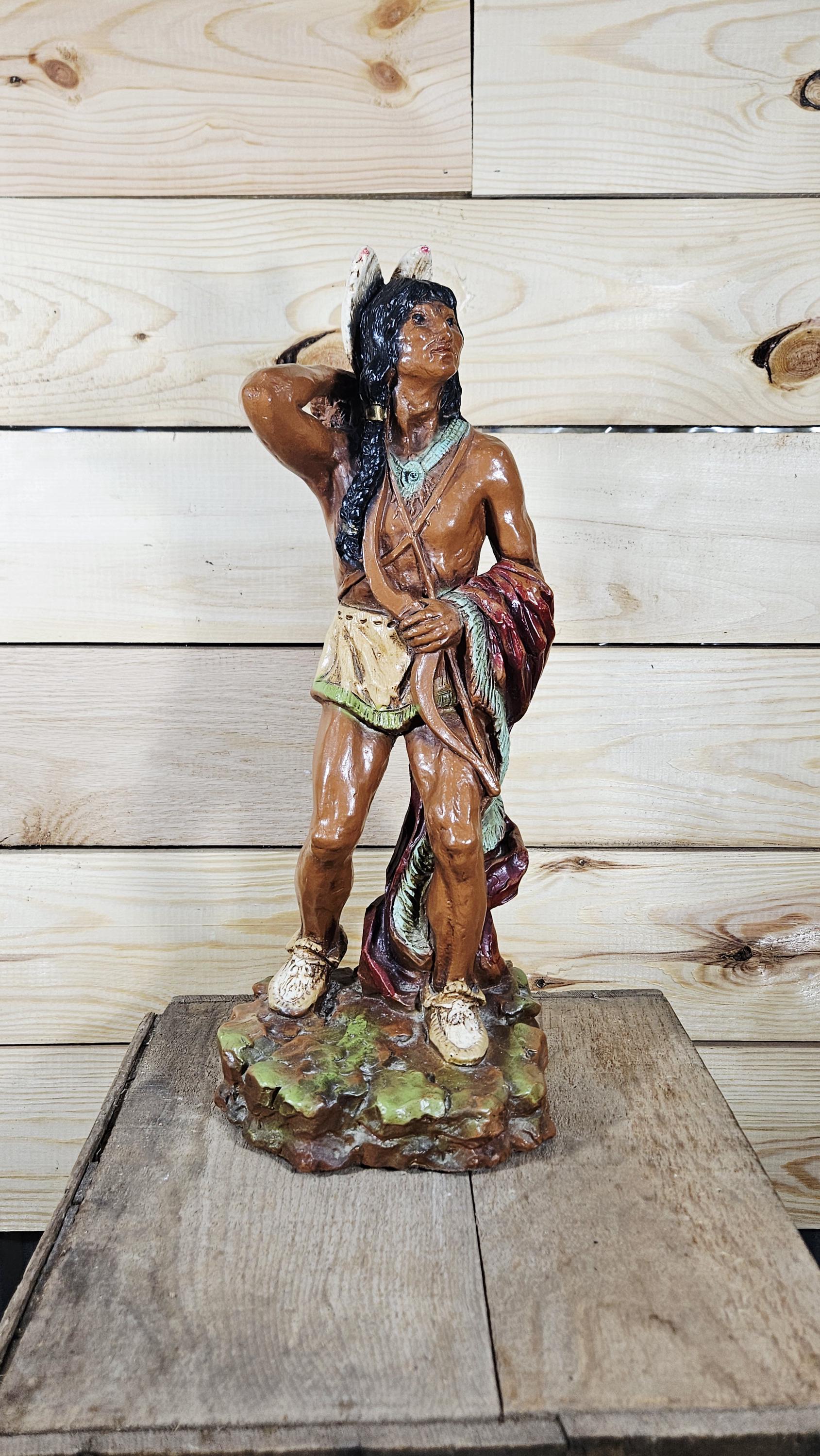 Vintage Native American Warrior Statue Resin 1976 Universal