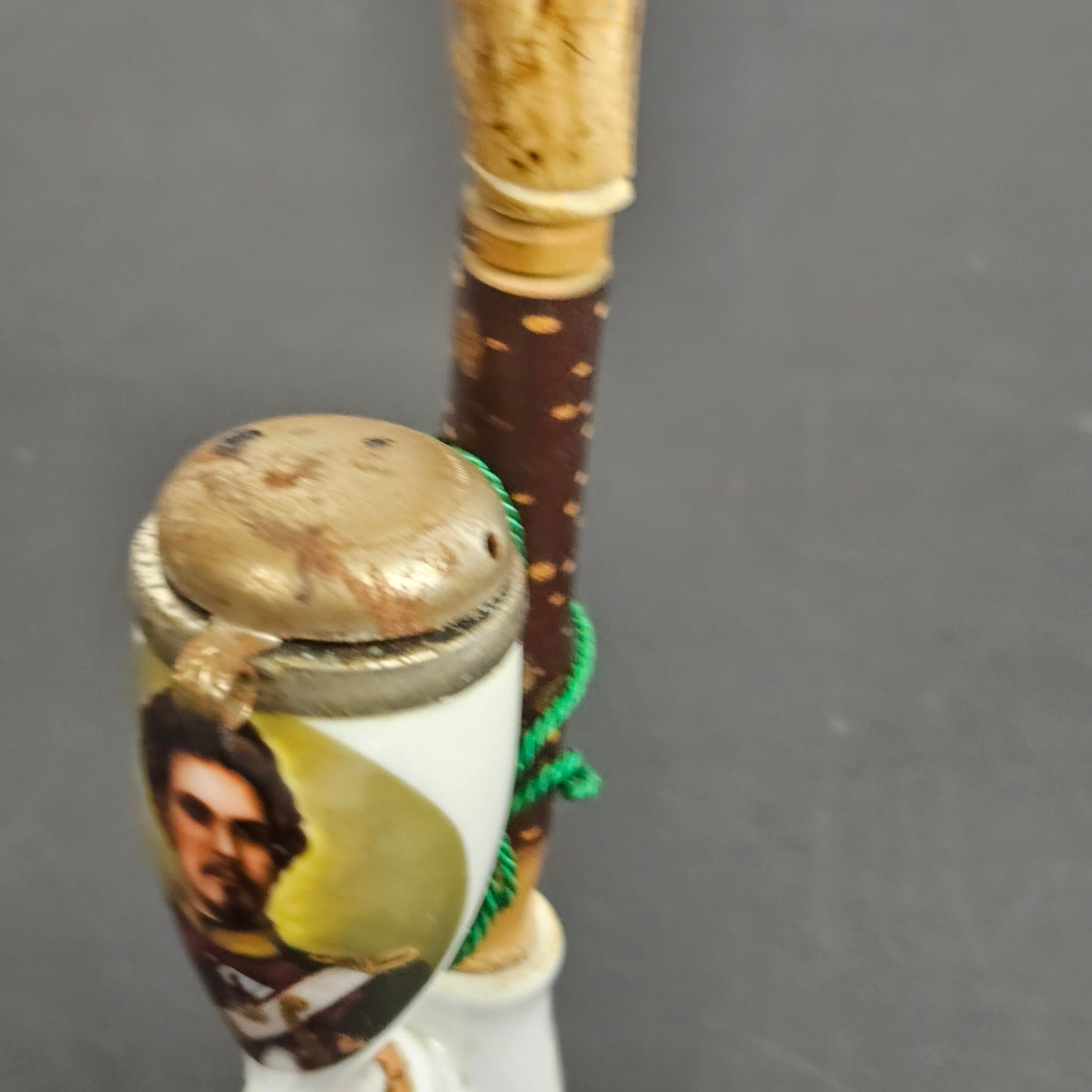 Antique German Tobacco Pipe Porcelain & Wood With Military Portrait Etsy