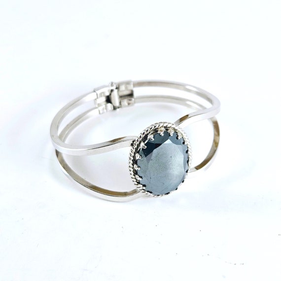 Beautiful Vintage Silver and Dark Sapphire Look G… - image 1
