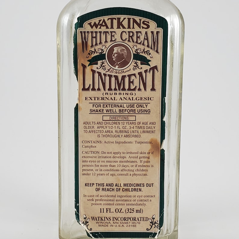 Vintage Watkins White Cream Liniment Bottle With Cap - Etsy
