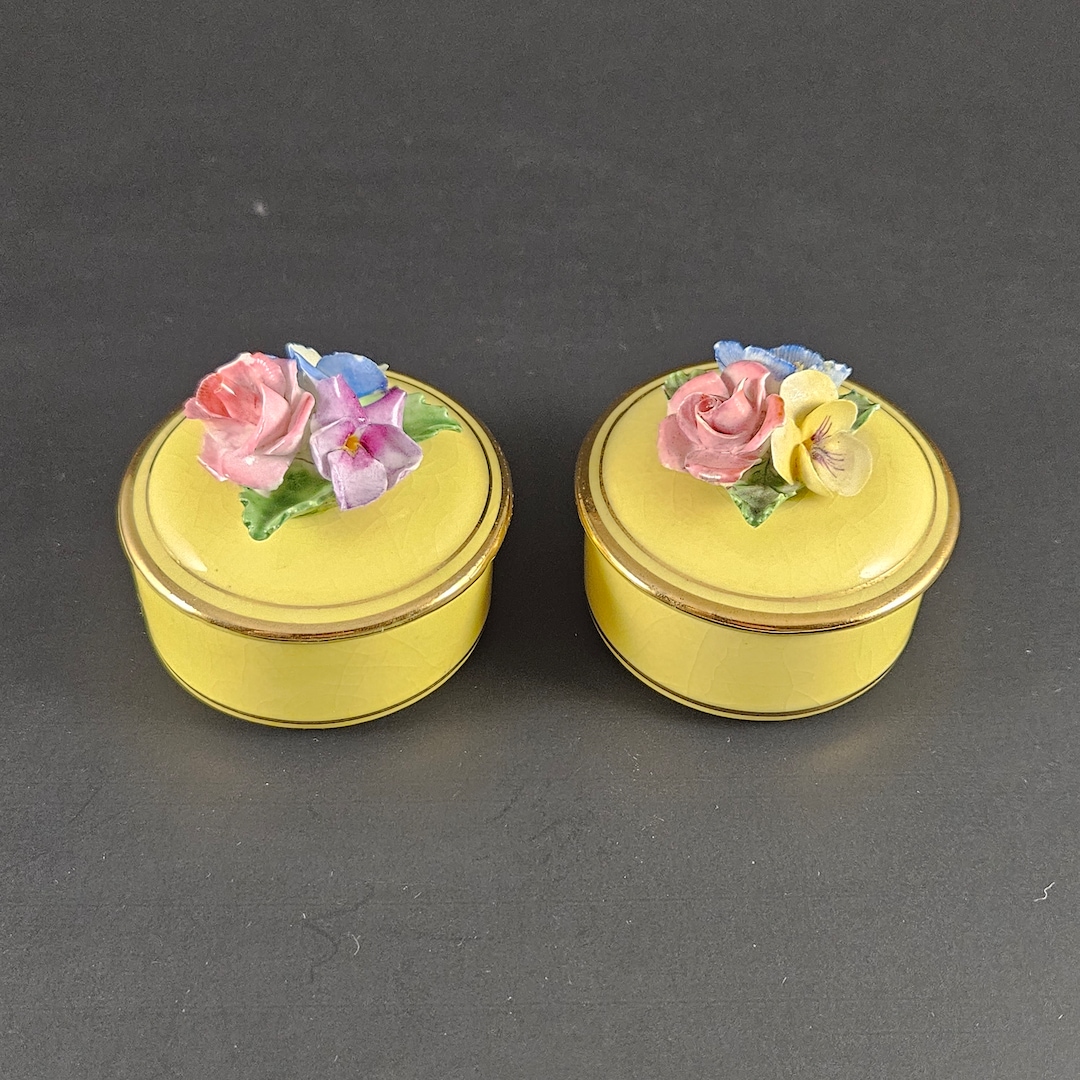 Pair of Vintage Porcelain Trinket Boxes Made in England Etsy