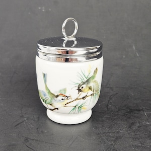 Vintage Porcelain Egg Coddler by Royal Worcester England with Bird Pattern King Size