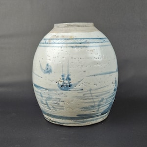 1800's Chinese Guangzhou Ginger Jar Fishing Village Motif