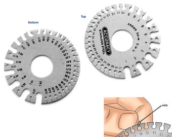 1-36 SWG Imperial 0.19 - 7.62 mm Metric Standard Round Wire Gauge Diameter Measurement Stainless Steel Thick Measure Ruler Hole Plate Tool