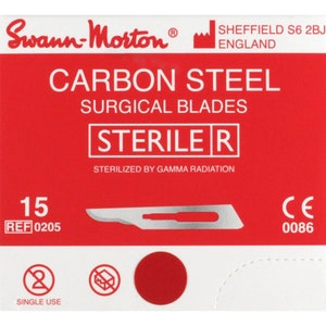 100pcs No. 15 Swann Morton Carbon Steel Box Sealed Sterile Scalpel Blades Craft Sculpting Cutting Tool - Suitable for Handle #3, 5, 7, 9