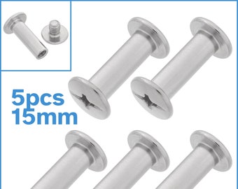 5 Sets 15mm x 5mm Chicago Bookbinding Screws Nickel Plated Phillips Head Cap Binding Post Fastening Rivet Snap Photo Album Nail Bolt Insert