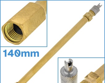 Poste de extensión de latón de válvula Schrader de 140mm con tapa, adaptador de tubo recto para rueda de camión y coche, accesorio extensor, herramienta de pieza de varilla de presión de aire