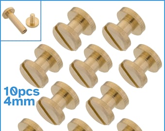 10 Sets 4mm x 4mm Chicago Brass Bookbinding Screws Slotted Flat Head Cap Binding Post Fastening Rivet Snap Photo Album Nail Bolt Insert