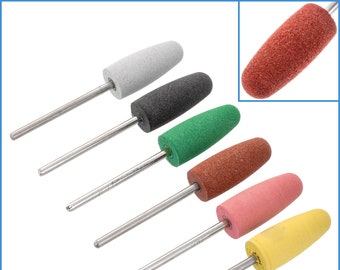 6pcs 150-600 Grit 10mm Bullet Diamond Silicone Rubber Burr Rotary Drill Bit Head Polishing Nail Manicure Pedicure File Mount Tip Tipped Tool