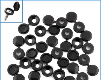 20pcs Black Plastic Screw Cap Hinged Button Cover For Hide Flat or Pan Head Up To 4mm Diameter Bolt Protect Fold Furniture Decorative