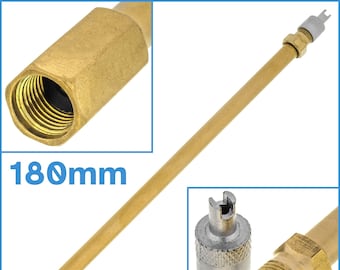 Poste de extensión de latón de válvula Schrader de 180mm con tapa, adaptador de tubo recto para rueda de coche y camión, accesorio extensor, herramienta de pieza de varilla de presión de aire