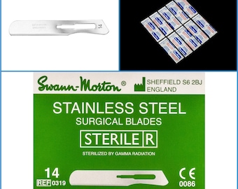 10pcs No. 14 Swann Morton Stainless Steel Sealed Sterile Scalpel Blades Craft Sculpting Cut Cutting Tool - Suitable for Handle #3, 5, 7, 9