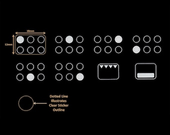 White Text 6 Hob Stove Self Adhesive Labels With Transparent Background, Dial Knob Switch Symbols Oven Stickers Replacement Cooktop Gas