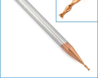 1mm HRC55 Tungsten Carbide TiAlN Coated 2 Flute End Mill High Hardness Shank Edge Cutter Circle Round Router Bit Precision Milling Radii