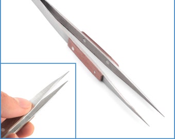 Straight Nose Tweezer Stainless Steel Self Closing Heat Resistant Soldering Precision Jeweler Watch Tool Angled Curved Pointed Adjustable