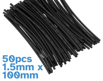 50pcs 1.5mm x 100mm Polyolefin Heat Shrink Tubing 2:1 Ratio Component Tube Shrinkable 50% Shrinkage Insulator Electrical Wire Cable Tool Set