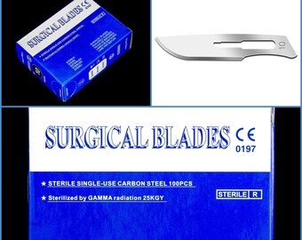 100pcs No. 10 Sterile Carbon Steel Sealed Scalpel Blades Craft DIY Sculpting Cut Cutting Tool - Suitable for Handle #3, 5, 7, 9