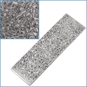 1pc Star Damascus Stainless Steel Bar 10cm x 3cm x 2.5mm VG10 Sandwich Knife Making Flat Exquisite Blade Japanese Style Heat Treated HRC 57