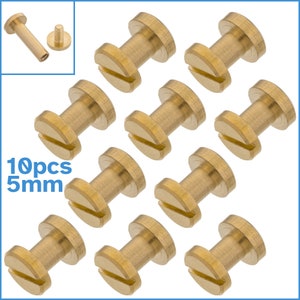 10 Sets 5mm x 4mm Chicago Brass Bookbinding Screws Slotted Flat Head Cap Binding Post Fastening Rivet Snap Photo Album Nail Bolt Insert