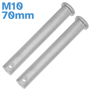 2pcs M10 10mm x 70mm Clevis Pin 304 Stainless Steel Single Hole Flat Head Fastener Locking Locating Locks Cotter-Pin Hinge Insert Link Tool