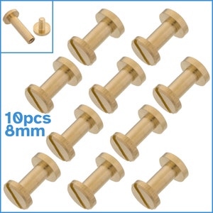 10 Sets 8mm x 4mm Chicago Brass Bookbinding Screws Slotted Flat Head Cap Binding Post Fastening Rivet Snap Photo Album Nail Bolt Insert