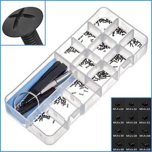 150pcs Black Phillips Head Micro Screw Set M1.4 1.4mm M1.2 1.2mm Screwdriver Tweezer Hinge Nose Pad Glasses Specs Frame Fix Mini Tiny Tool