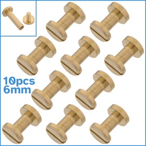 10 Sets 6mm x 4mm Chicago Brass Bookbinding Screws Slotted Flat Head Cap Binding Post Fastening Rivet Snap Photo Album Nail Bolt Insert